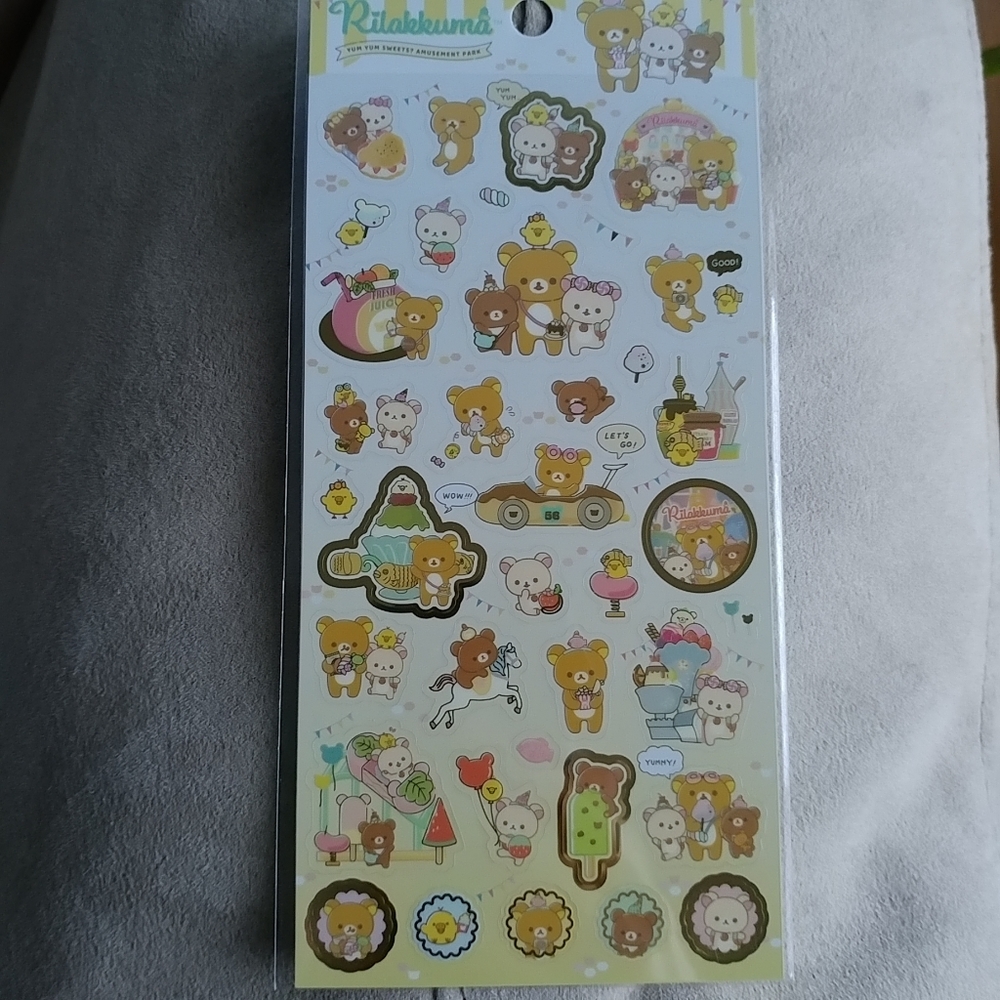 San-X Rilakkuma amusement park clear stickers - Yellow